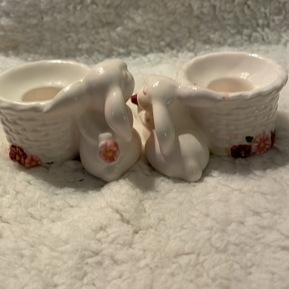 Vintage Avon White Bunny Rabbit Taper Candles Holders - Picture 3 of 6